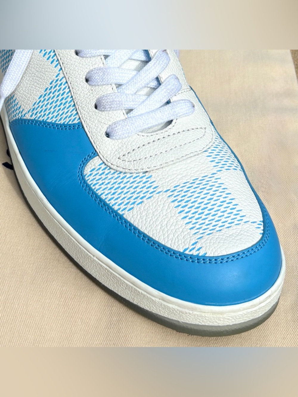 Louis Vuitton Blue Damier Sneaker Size 10 US 11 SS 22 High Top Calfskin MS0232 - Picture 7 of 17